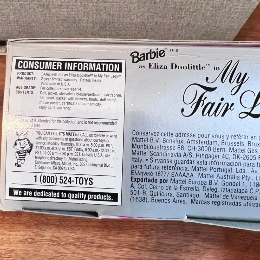 Barbie Eliza Doolittle My Fair Lady Doll 1995 Flower Girl Green Coat Skirt 15497 - Picture 12 of 14